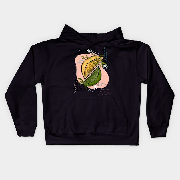 Lemons and Limes Kids Hoodie by DejaDoodlesArt